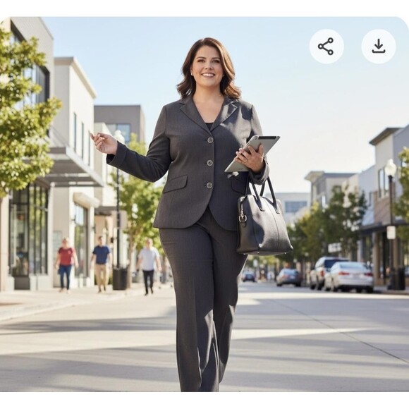 Akris Bergdorf Goodman Pantsuit Womens 12 Gray Pinstripe Suit Blazer Pants - Picture 15 of 15